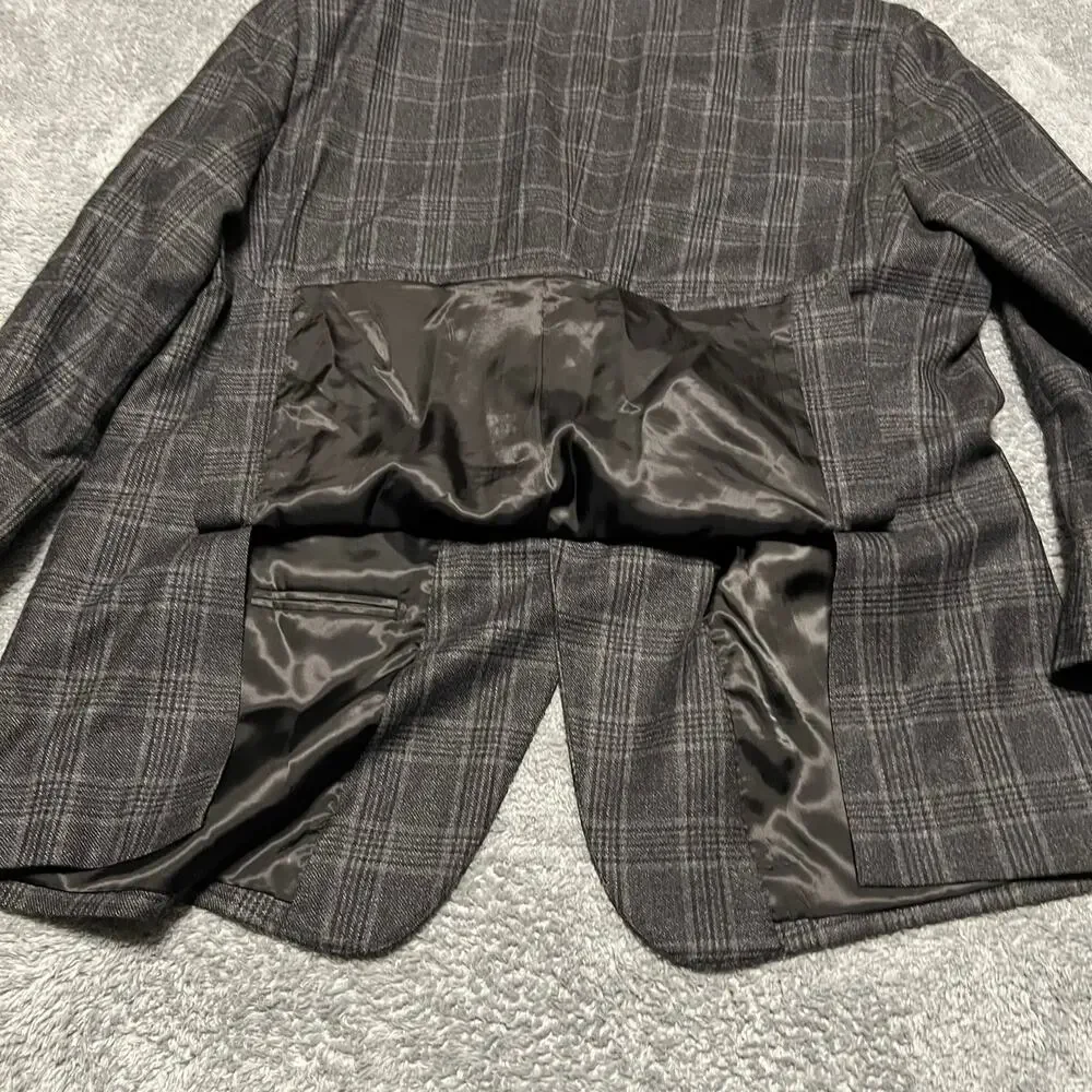 Baroni Blazer Mens 48R Super 150s Gray Plaid Wool Sport Coat Jacket